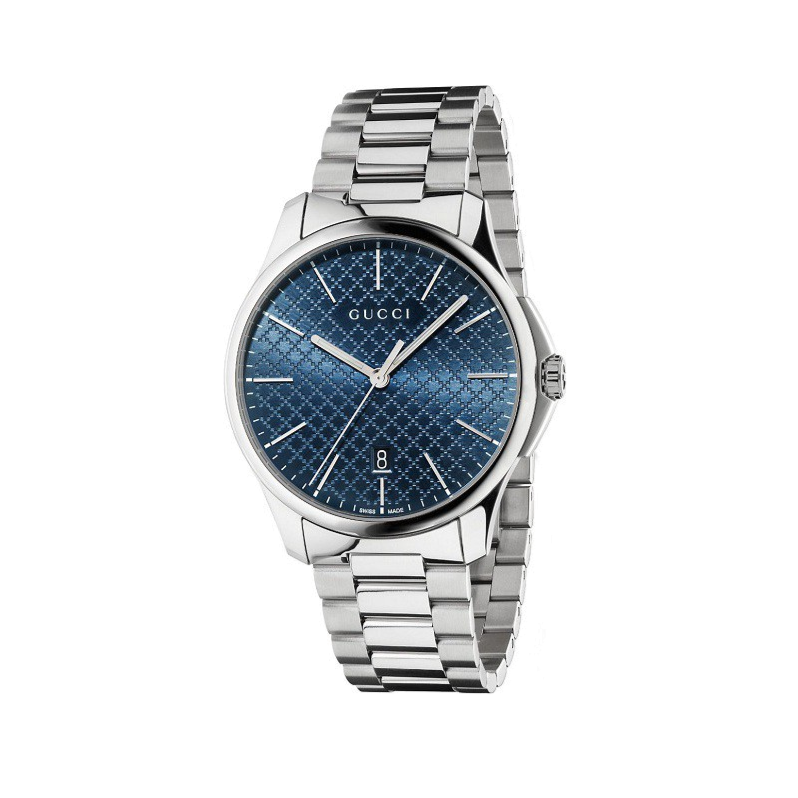 Gucci G Timeless Blue Dial Silver Steel Strap Watch For Men - YA126316