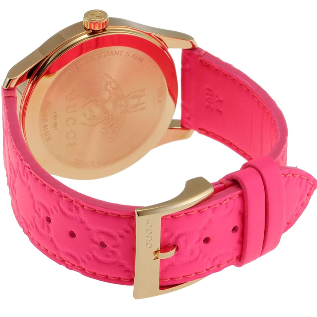 Gucci G Timeless Quartz Pink Dial Pink Leather Strap Watch For Women - YA1264115
