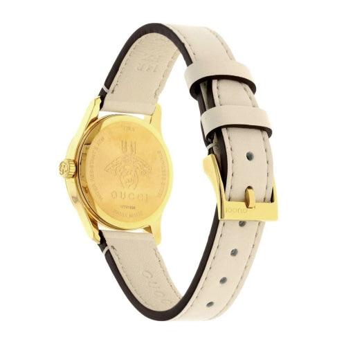 Gucci G Timeless Quartz Red & Green Dial Beige Leather Strap Watch For Women - YA1265009
