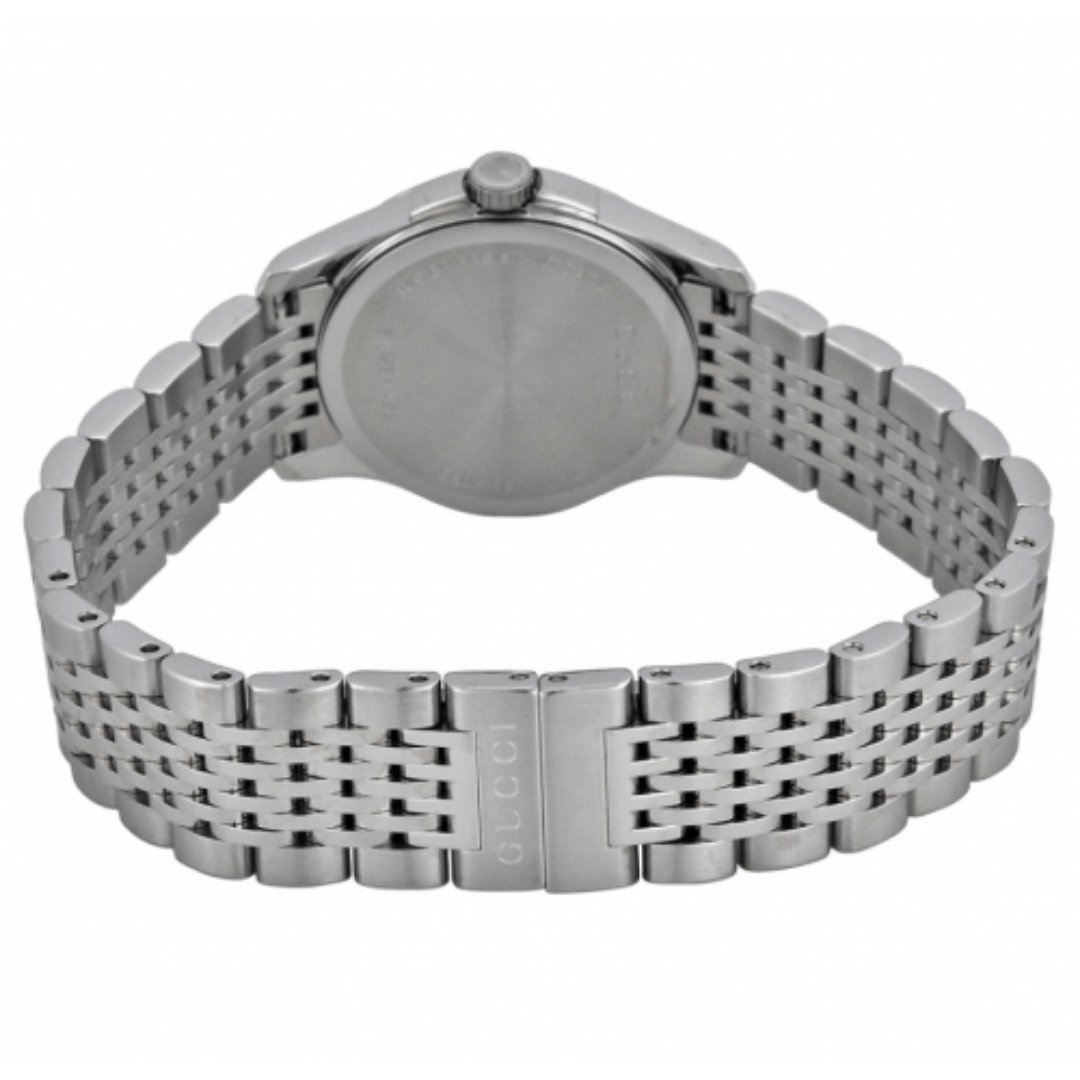 Gucci G Timeless Diamonds Mother of Pearl Black Dial Silver Steel Strap Watch For Women - YA126505