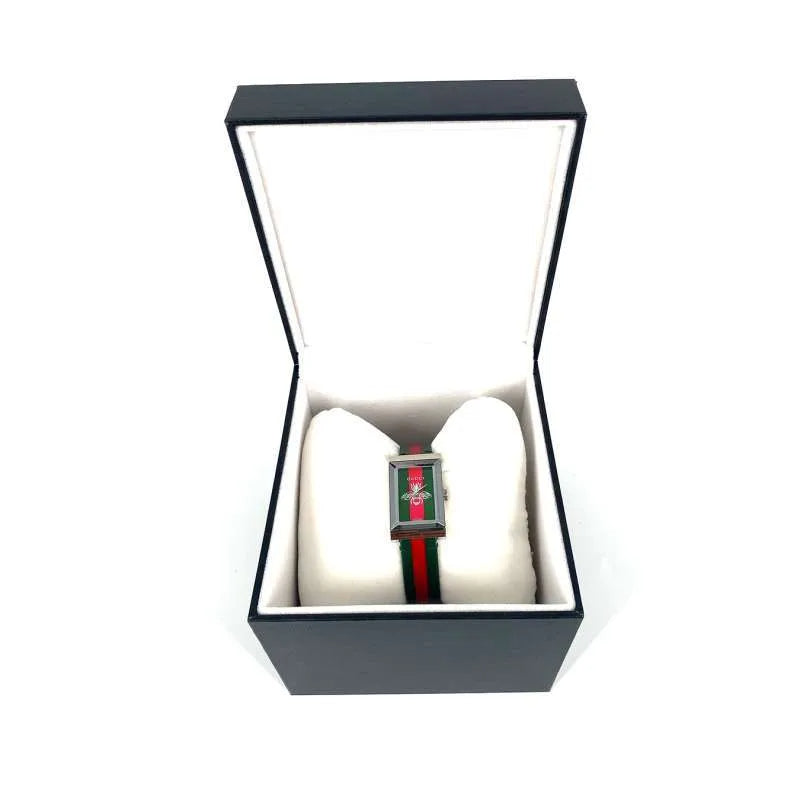 Gucci G Frame Quartz Green & Red Mother of Pearl Dial Multicolor Leather Strap Watch For Women - YA147408