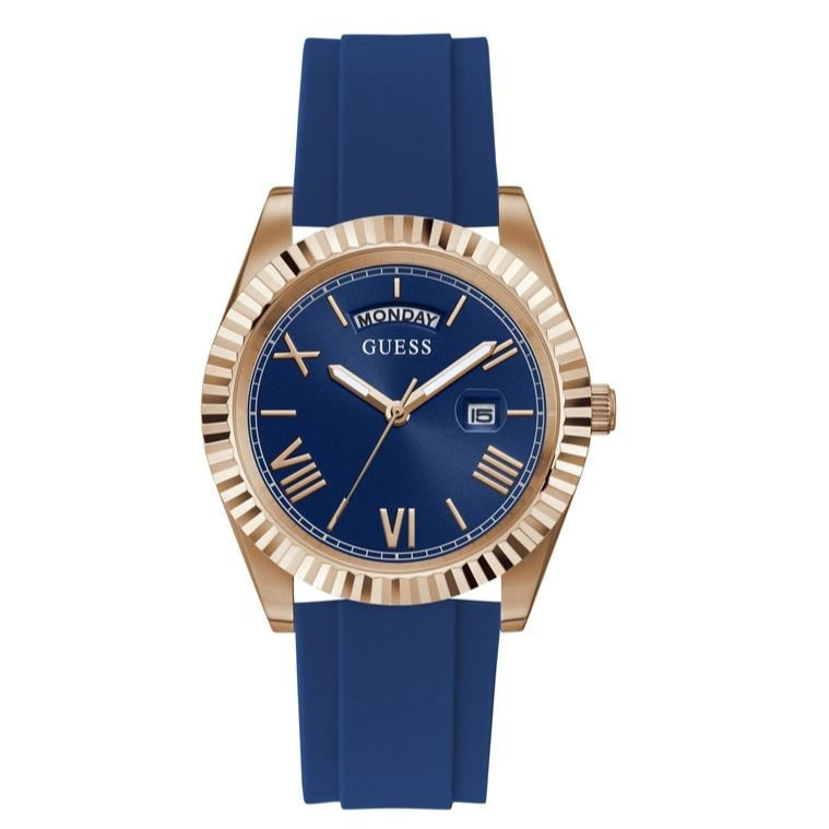 Guess Connoisseur Blue Dial Blue Silicone Strap Watch For Men - GW0335G2