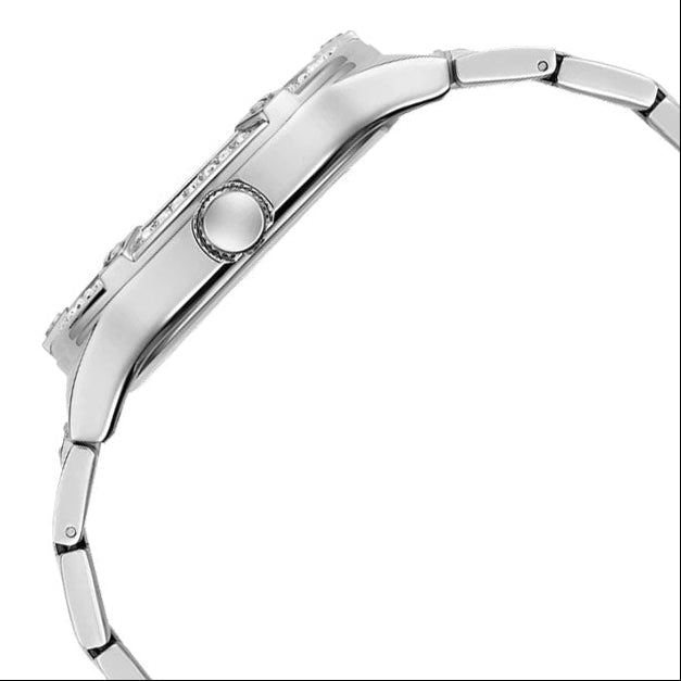 Guess Duke Glitz Black Dial Silver Steel Strap Watch For Men - GW0576G1