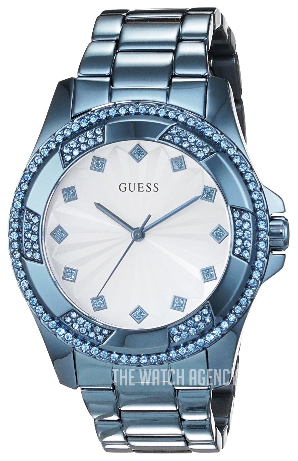 Guess Pinwheel Analog Silver Dial Blue Steel Strap Watch for Women - W0702L1
