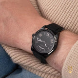 Guess Connoisseur Black Dial Black Leather Strap Watch For Men - GW0353G1