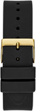 Guess Cubed Analog Gold Dial Black Silicone Strap Watch For Women - GW0665L1