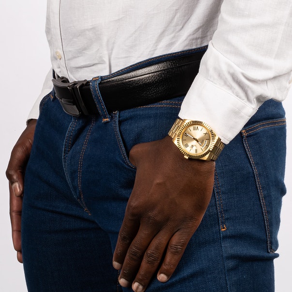 Guess Connoisseur Gold Dial Gold Steel Strap Watch for Men - GW0265G2