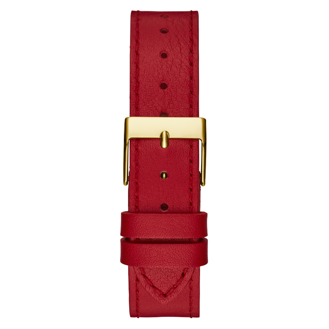 Guess Fame Quartz Gold Dial Red Leather Strap Watch For Women - GW0504L2