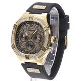 Guess Duke Crystals Black Dial Black Silicone Strap Watch For Men - GW0641G2