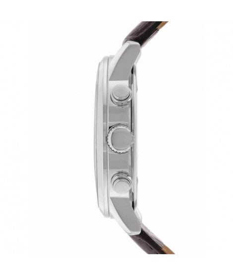 Guess Horizon Chronograph Analog Blue Dial Brown Leather Strap Watch For Men - W0380G6