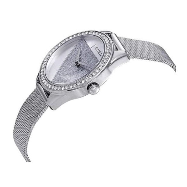 Guess Tri Glitz Quartz Silver Dial Silver Mesh Bracelet Watch For Women - W1142L1