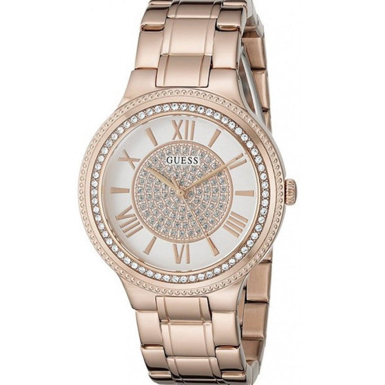 Guess Madison Diamonds White Dial Rose Gold Steel Strap Watch for Women - W0637L3