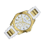 Guess Intrepid White Dial Two Tone Silicone Strap Watch For Women - W0325L2