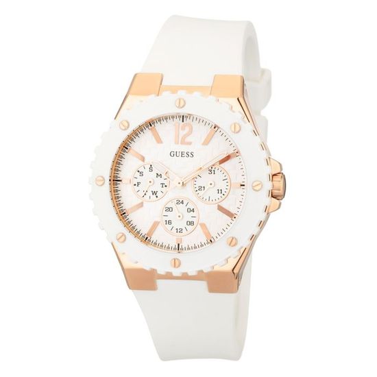 Guess Overdrive Analog White Dial White Rubber Strap Watch for Women - W10614L2