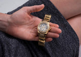 Guess Viva Diamonds Gold Dial Gold Steel Strap Watch for Women - W0111L2