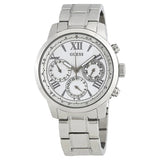 Guess Sunrise Multifunction Quartz White Dial Silver Steel Strap Watch For Women - W0330L3