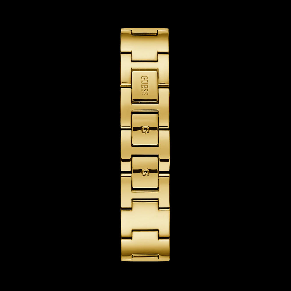 Guess Tri Glitz Quartz Diamonds Gold Dial Gold Mesh Bracelet Watch For Women - W1142L2
