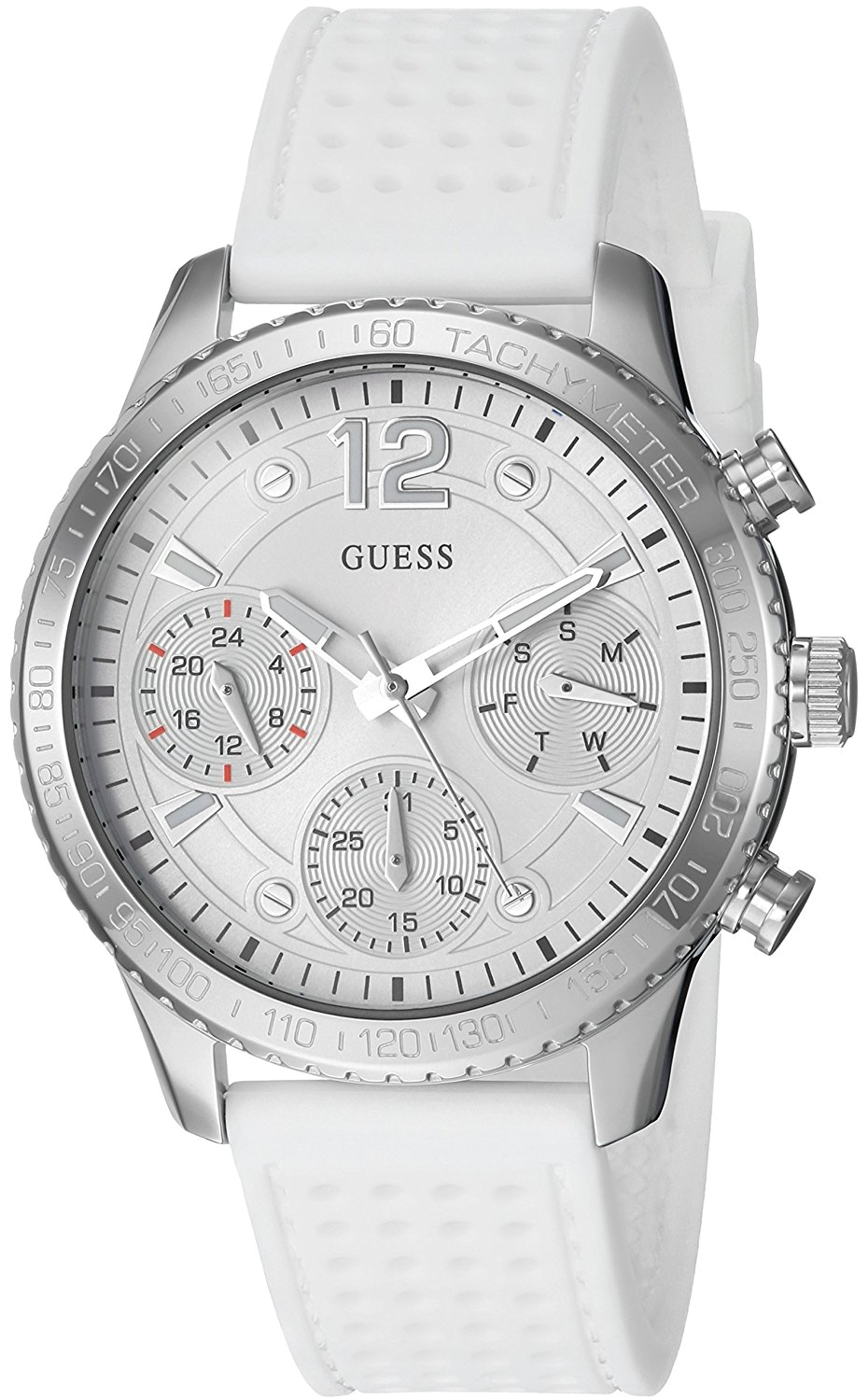 Guess Marina Quartz White Dial White Rubber Strap Watch For Women - W1025L1
