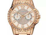 Guess Sassy Quartz White Dial Rose Gold Steel Strap Watch For Women - W0705L3