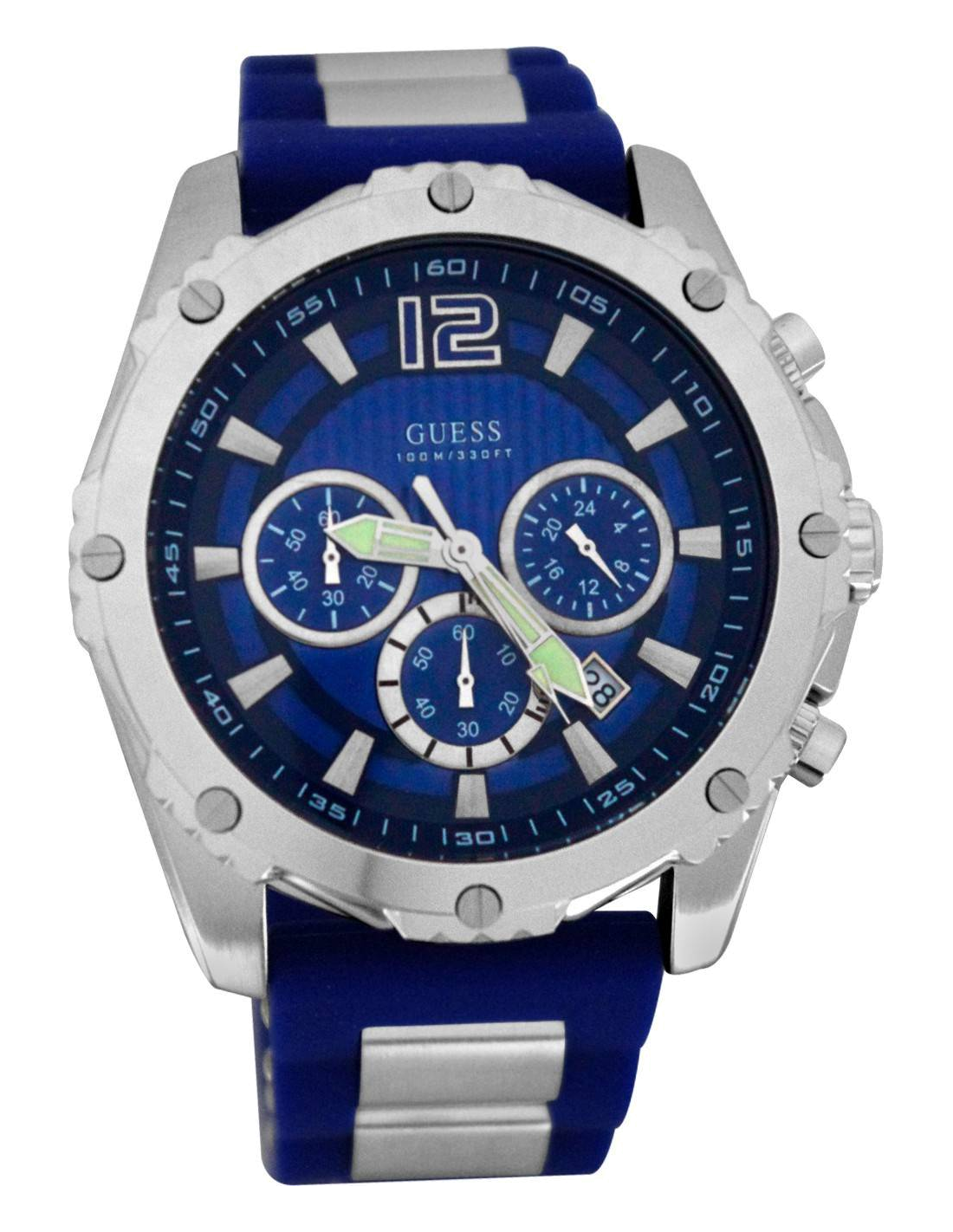 Guess Sport Multifunction Blue Dial Blue Rubber Strap Watch For Men - W0167G3