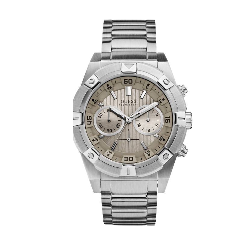 Guess Jolt Chronograph Grey Dial Silver Steel Strap Watch for Men - W0377G1