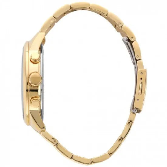 Guess Horizon Chronograph Black Dial Gold Steel Strap Watch For Men - W0379G4