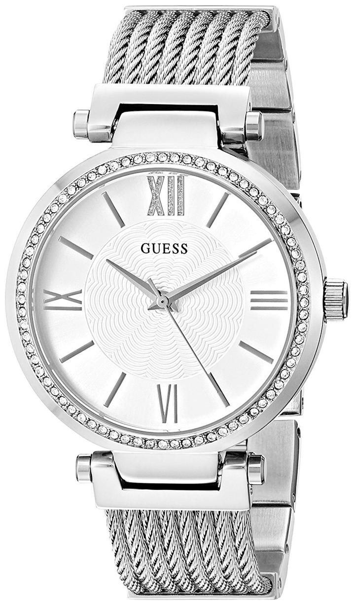 Guess Soho Silver DIal Stainless Steel Mesh Bracelet Watch For Women - W0638L1