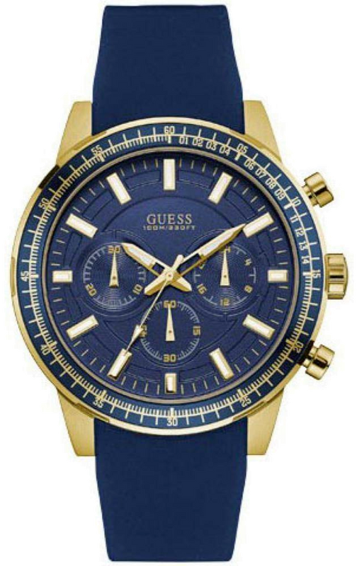 Guess Fuel Chronograph Blue Dial Blue Rubber Strap Watch for Men - W0802G2