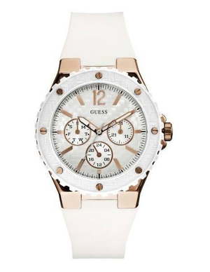 Guess Overdrive Analog White Dial White Rubber Strap Watch for Women - W10614L2