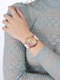 Guess Crush Crystals Gold Dial White Rubber Strap Watch for Women - W1223L3