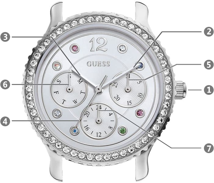 Guess Enchanting Diamonds Silver Dial Silver Steel Strap Watch for Women - W0305L1