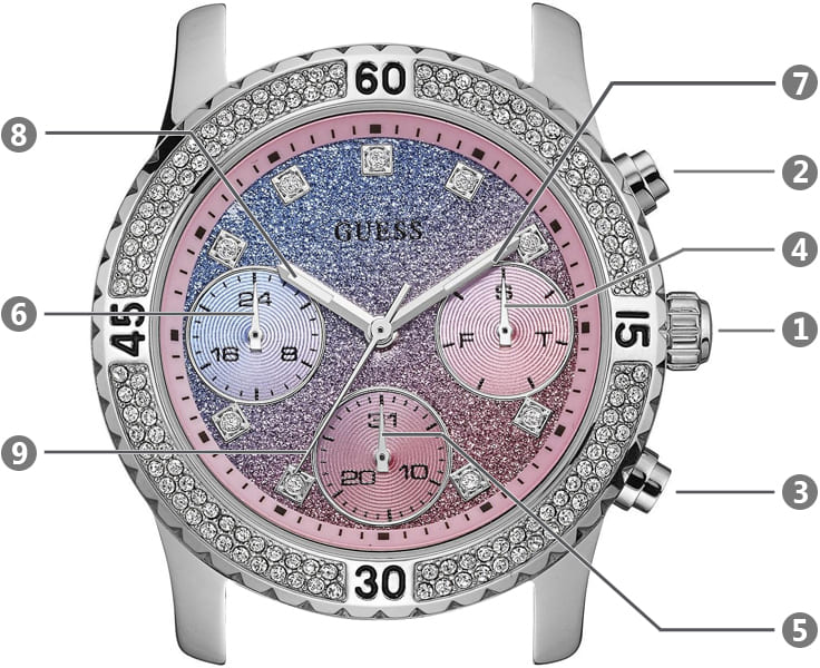 Guess Confetti Multicolored Dial Silver Steel Strap Watch For Women - W0774L1