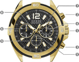 Guess Surge Chronograph Black Dial Gold Steel Strap Watch for Men - W1258G2
