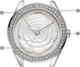 Guess Rosette Analog White Dial White Leather Strap Watch For Women - W75043L1