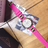 Guess Intrepid White Dial Two Tone Silicon Strap Watch For Women - W0325L3