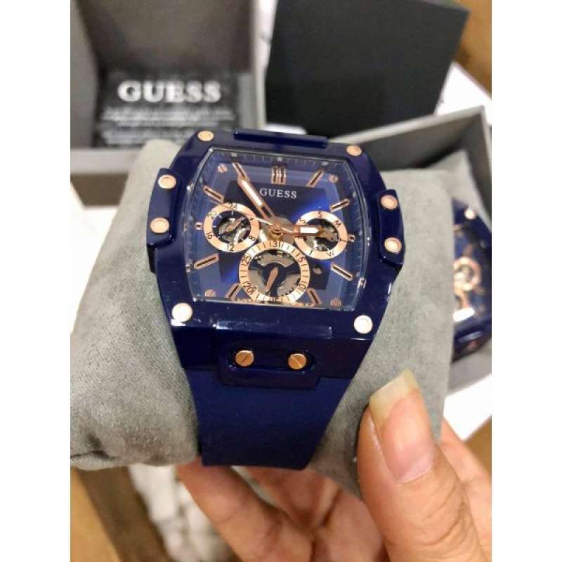 Guess Phoenix Multifunction Blue Dial Blue Rubber Strap Watch for Men - GW0203G7