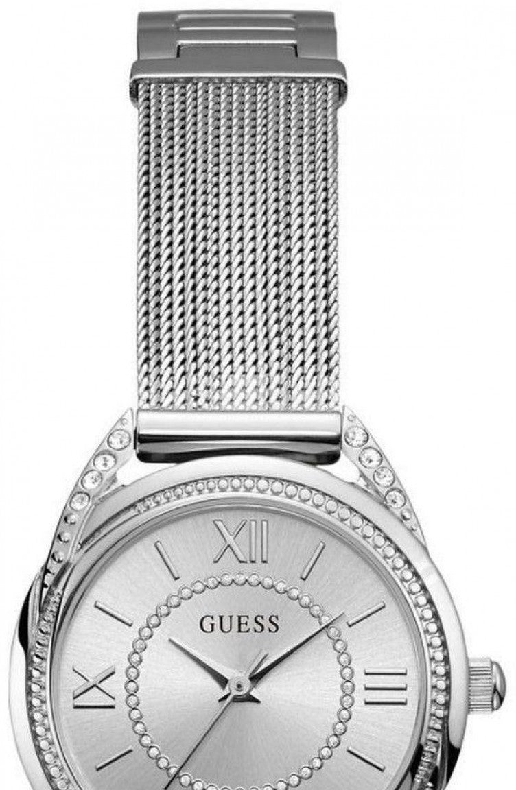 Guess Whisper Silver Dial Silver Mesh Bracelet Watch for Women - W1084L1
