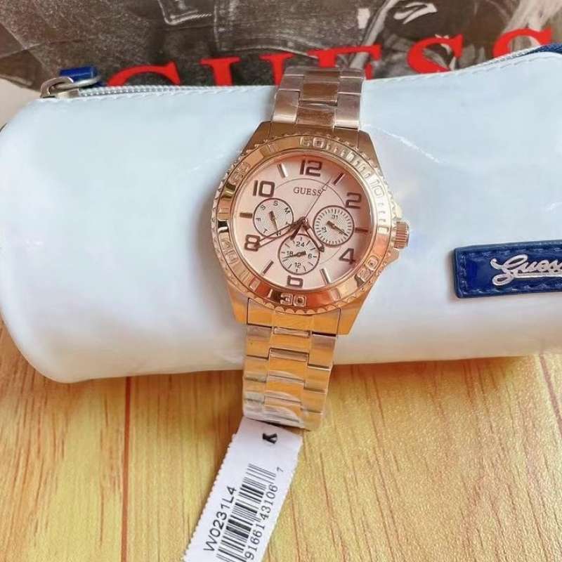 Guess BFF Multifunction Rose Gold Dial Rose Gold Steel Strap Watch for Women - W0231L4