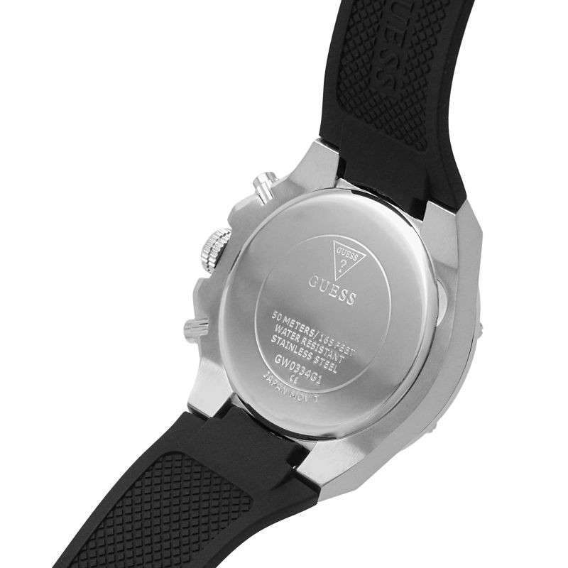 Guess Third Grear Multi Function Black Dial Black Rubber Strap Watch for Men- GW0334G1