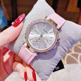 Guess Solstice Diamonds White Dial Pink Rubber Strap Watch For Women - GW0113L4