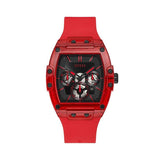 Guess Phoenix Multifunction Black Dial Red Rubber Strap Watch for Men - GW0203G5