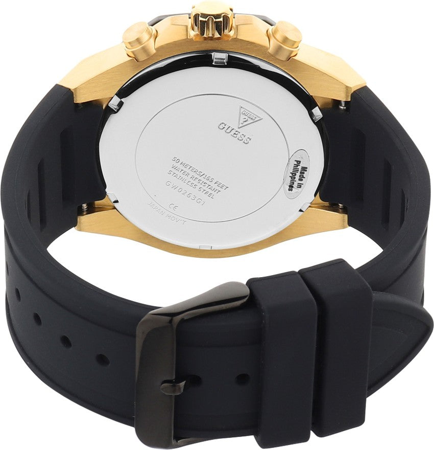 Guess Momentum Black Dial Black Rubber Strap Watch for Men - GW0263G1