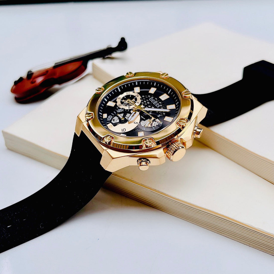 Guess Third Gear Analog Blue Dial Blue Rubber Strap Watch for Men - GW0334G3