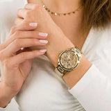 Guess Queen Quartz Gold Dial Gold Steel Strap Watch For Women - GW0464L2