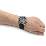 Guess Edge Chronograph Black Dial Black Leather Strap Watch For Men - GW0492G1