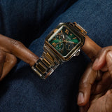 Guess Dress Chronograph Multifunction Green Dial Two Tone Steel Strap Watch For Men - GW0631G1