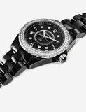 Chanel J12 Diamonds Ceramic Black Dial Black Steel Strap Watch for Women - J12 H3108