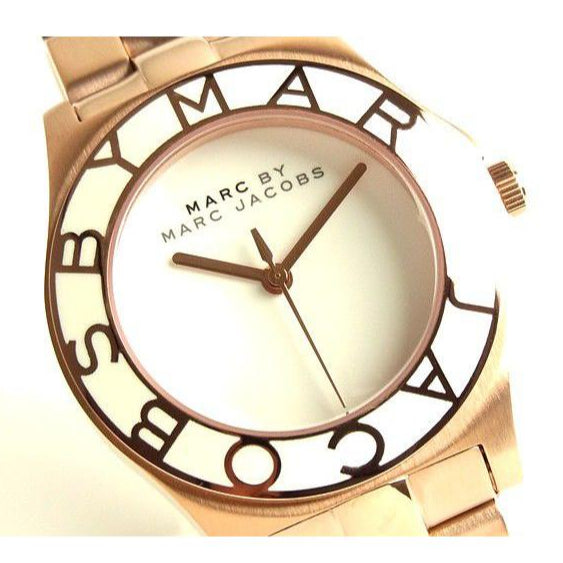 Marc Jacobs Blade White Dial Gold Steel Strap Watch for Women - MBM3075