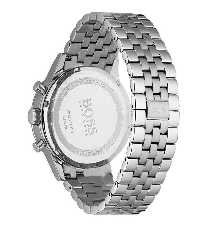 Hugo Boss Aeroliner Chronograph Black Dial Silver Steel Strap Watch For Men - 1512446