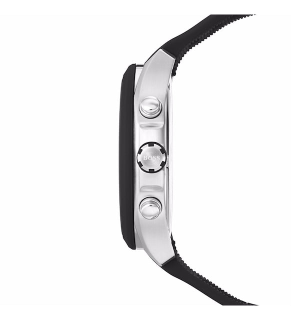 Hugo Boss Velocity Black Dial Black Leather Strap Watch for Men - 1513716